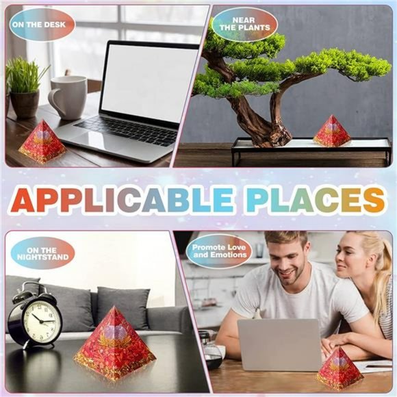 Orgone Pyramid Healing Stone - Amethyst Crystal Sphere Red Coral - Picture 8 of 10